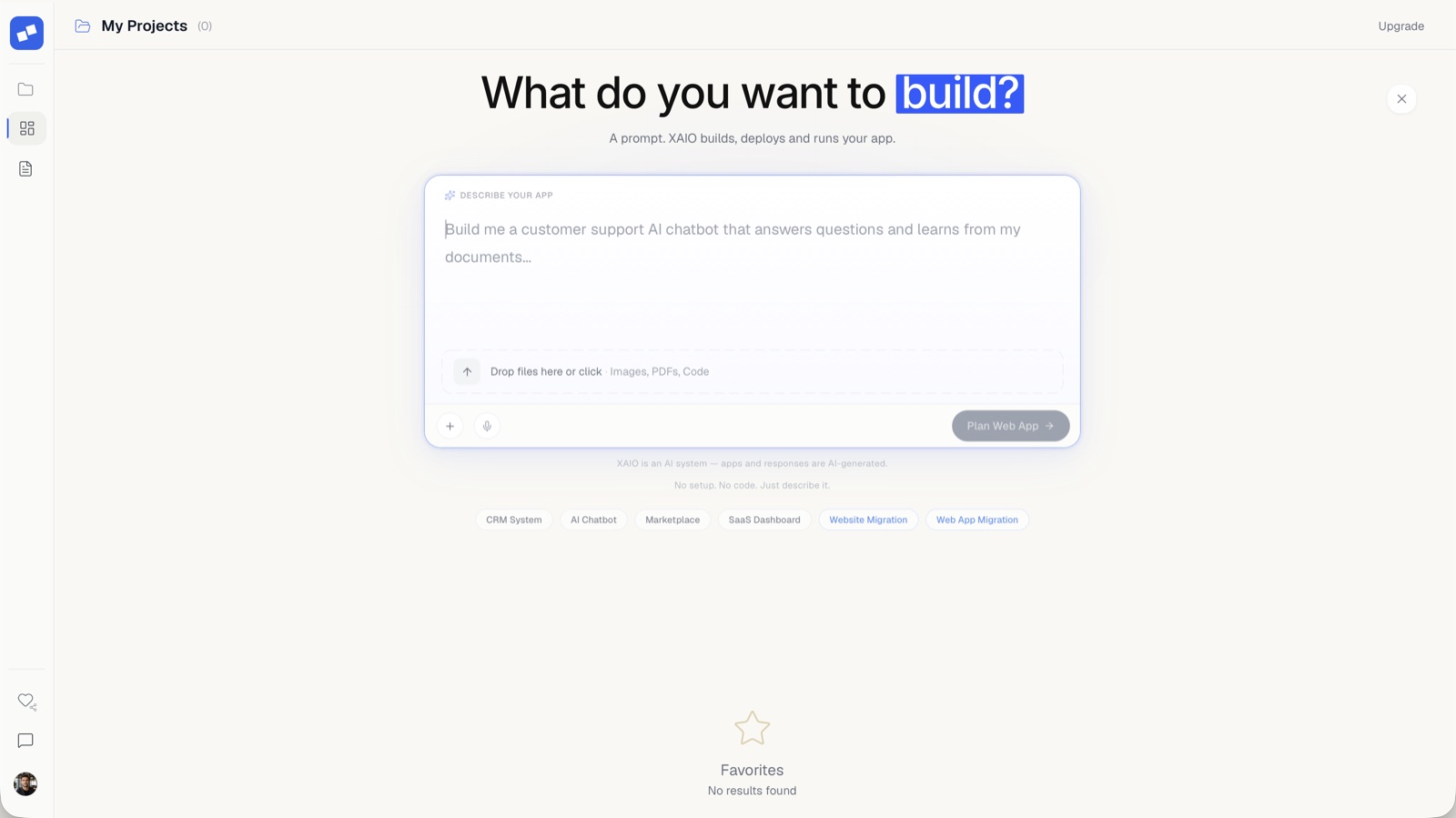 The Airbuild build prompt: describe your app in natural language