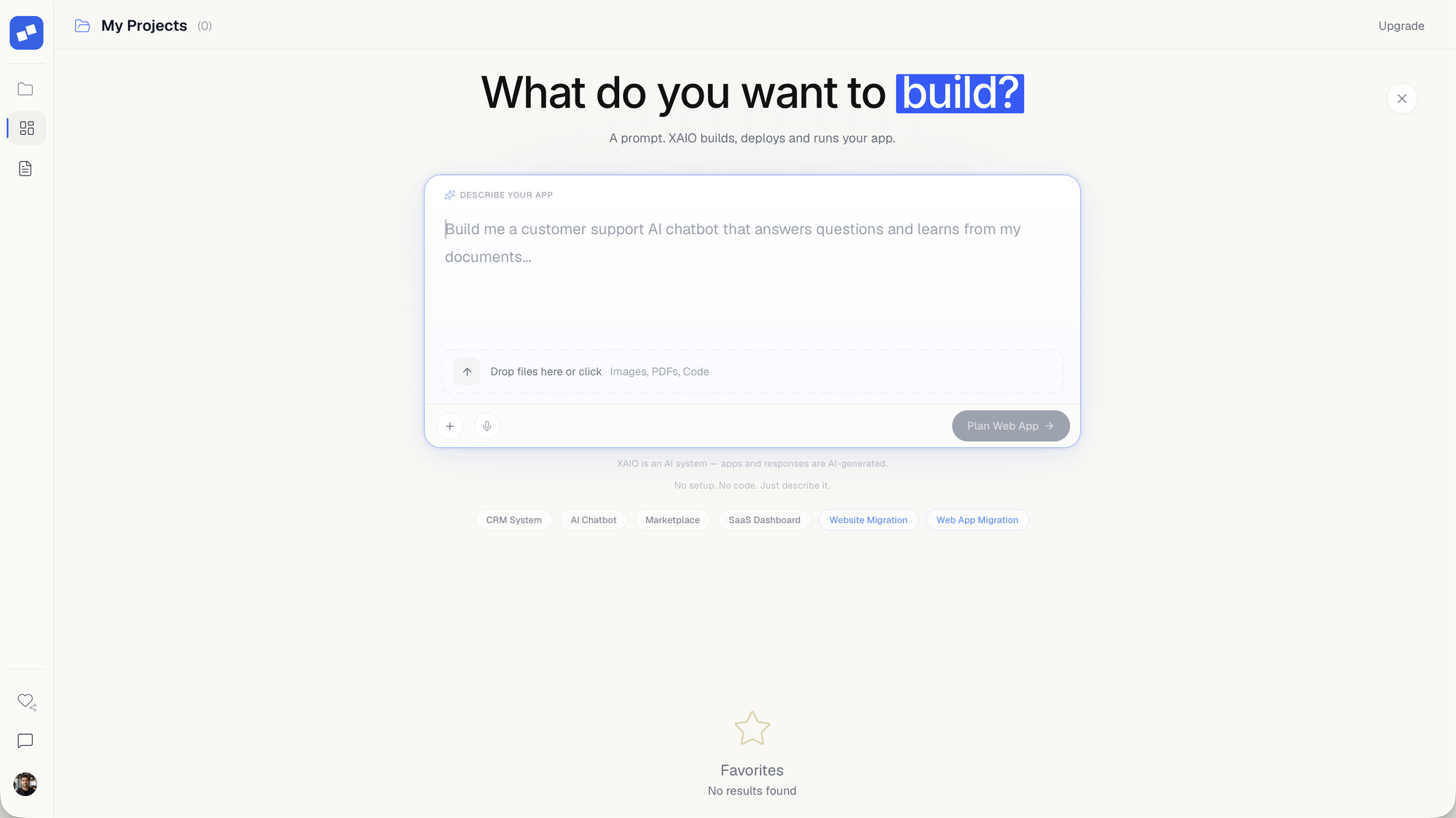 Airbuild — new project prompt